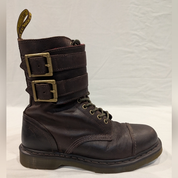 Dr. Martens Brock Lace Up Double Buckle Zip Utility Combat Unisex Boots 9M/10L - Picture 3 of 16